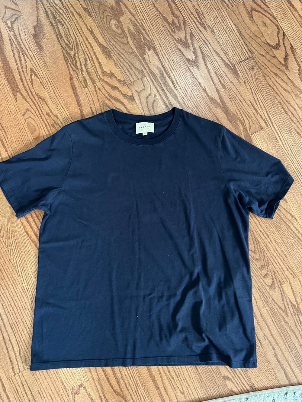 Sezane’s women’s Navy Crew Neck T-Shirt